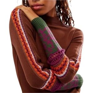 Free People Switch It Up Thermal Long Sleeve Pullover Mock Neck Top Size XS